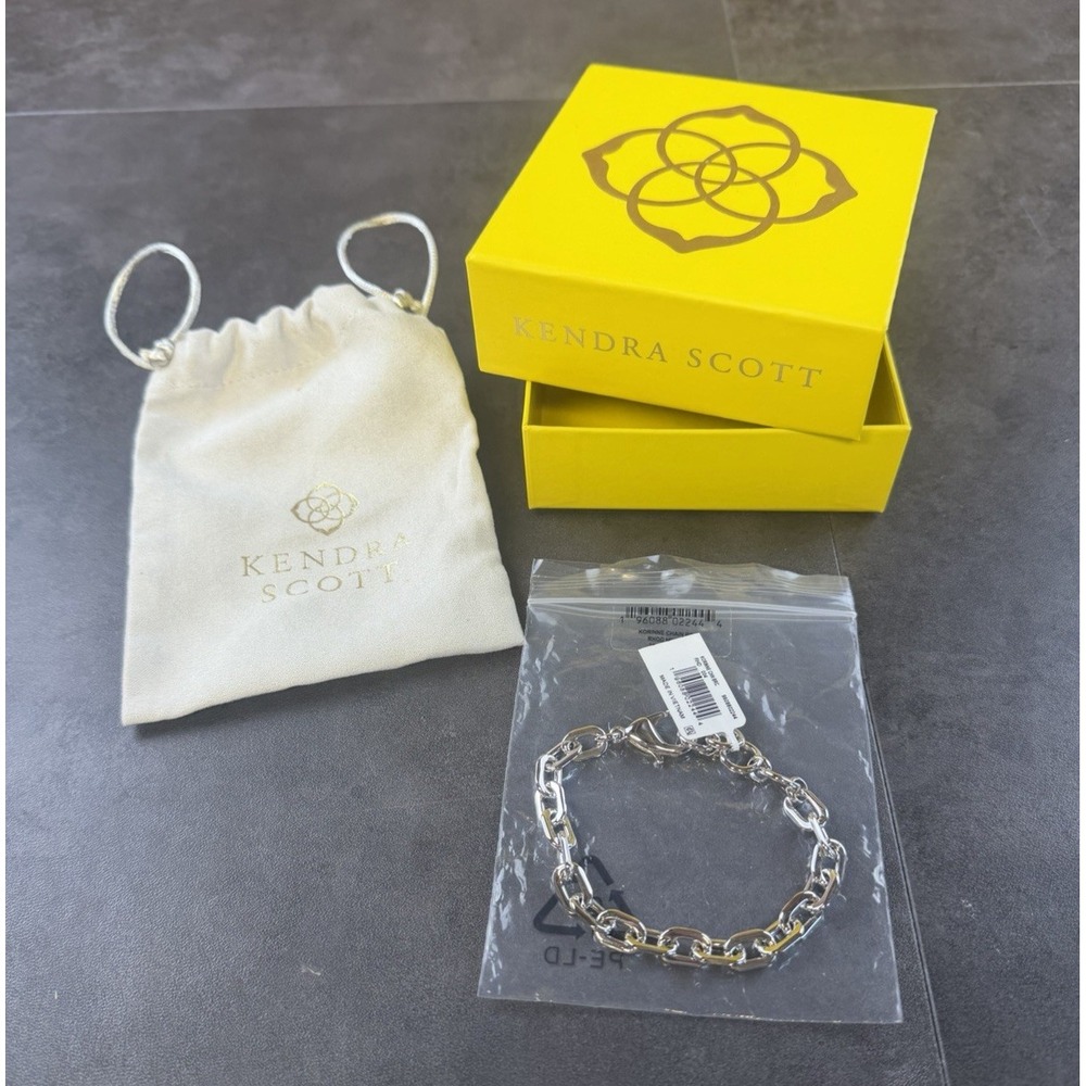 Kendra Scott Rhodium Plated Brass Korinne Chain Bracelet New w/ Tags
